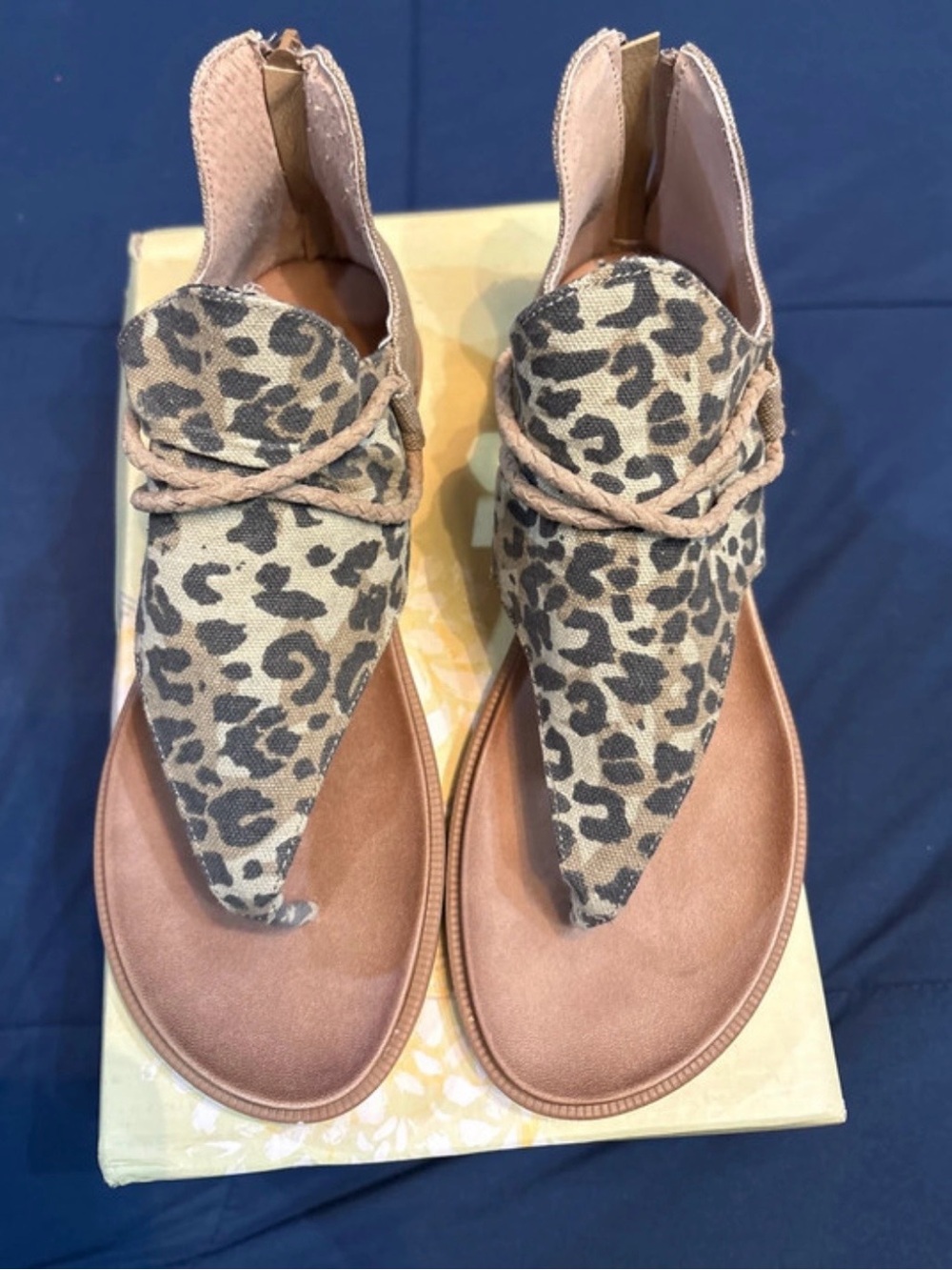Very G Leopard-Print Twisted Strap Sandals - Taupe/Brown